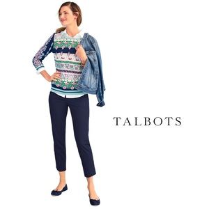 NEW Talbots Navy Crop Lace Up Pants